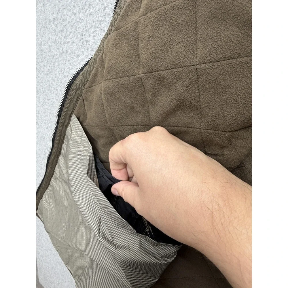Peter Millar Vest Mens 2XLT Brown Quilted Full Zip Fleece Lined MF13Z13DX